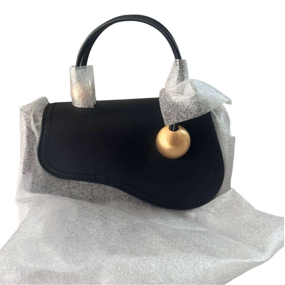 cult gaia Kazia‎ Regular Crossbody Black Leather Gold Bag - Picture 4 of 6
